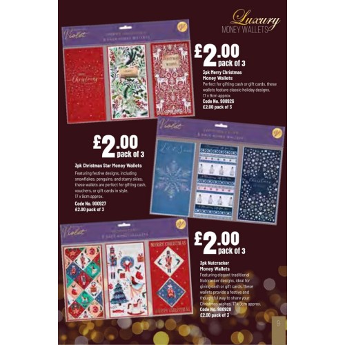 900927 3pk Money Wallets Christmas Star