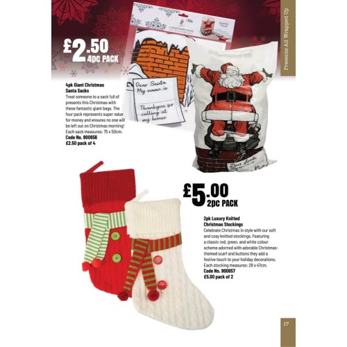 900657 2pk Luxury Knitted Christmas Stockings