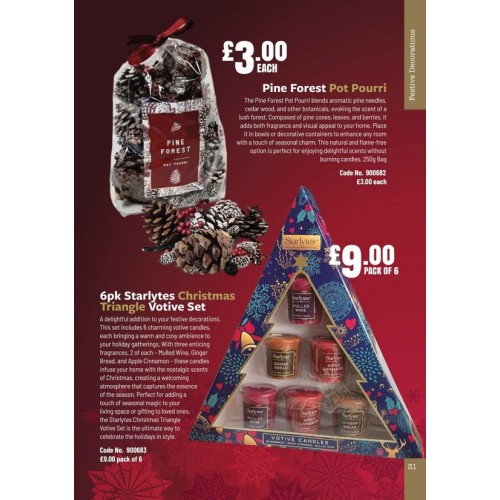 900683 6pk Starlytes Christmas Triangle Votive Set