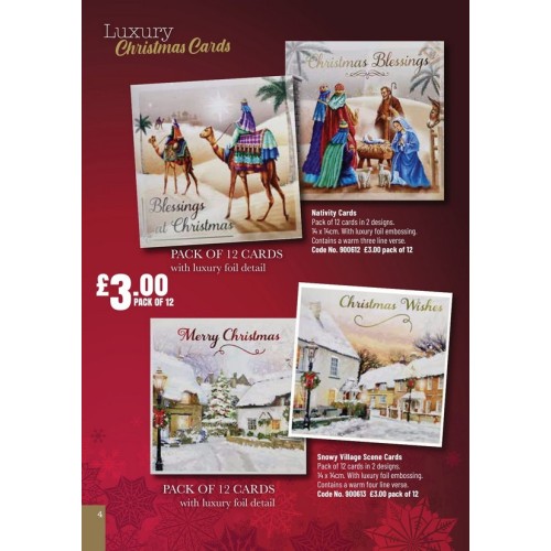 900613 12pk Luxury Christmas Cards Snowy Village