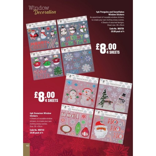 900740 4pk Window Stickers Snowmen