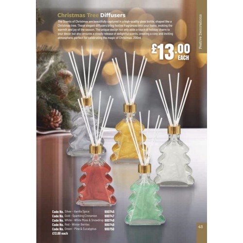 900748 Christmas Tree Diffusers White - White Moss & Snowdrop