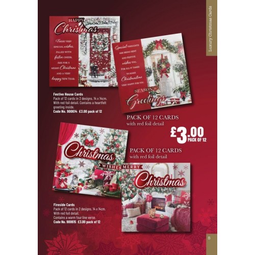 900614 12pk Luxury Christmas Cards Festive House