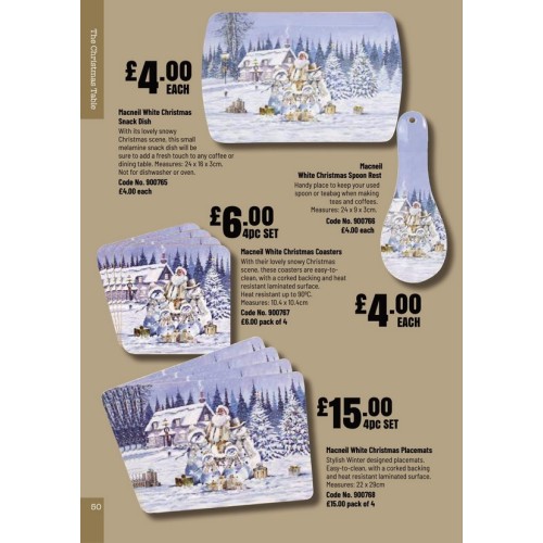 900768 Macneil White Christmas 4pk Placemats