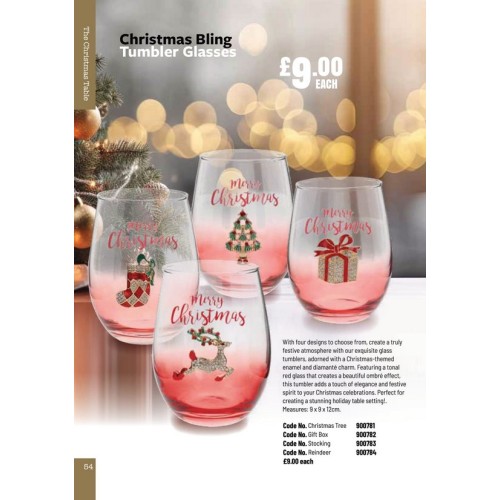 900783 Christmas Bling Tumbler Glasses Stocking