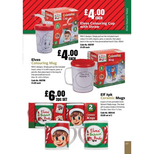 900797 Elves Bahavin' Badly Colouring Cup with Straw