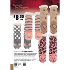 900854 Fur Lined Slipper Socks Mice